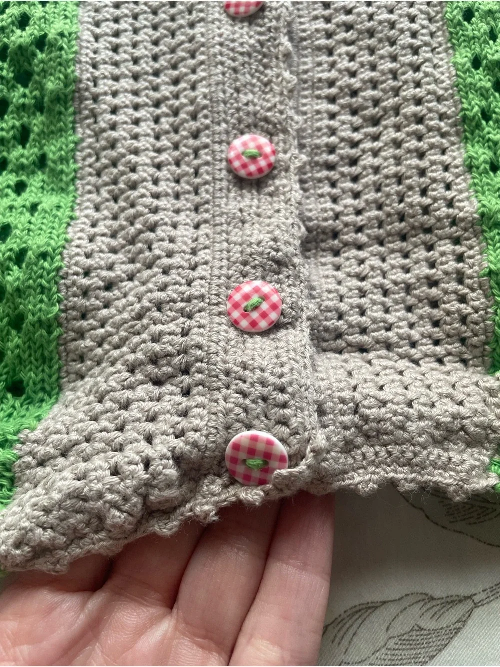 Handmade Green Floral Crochet Button Sleeveless Top Small 6 Cottagecore Boho